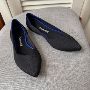 Rothy's NWOT Knit Black Point Toe Flat 7